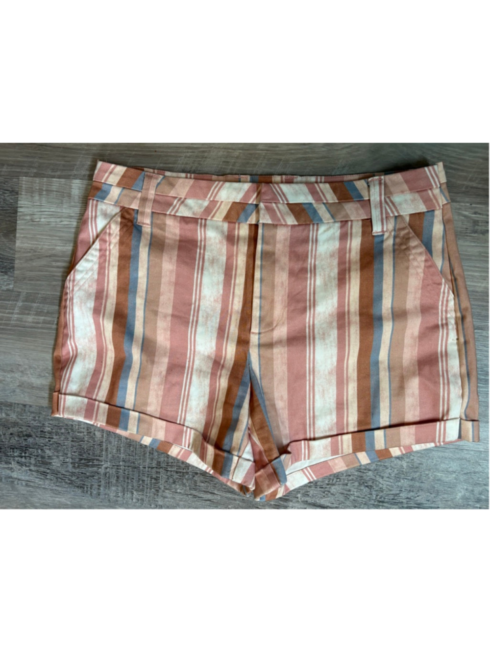 Women's Tinsel High Waist Striped Shorts Size 30 Pink Brown